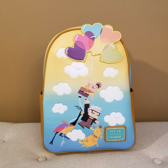 Loungefly Disney Pixar Up Heart Balloons Russel Carl Dug kevin Mini Backpack NEW